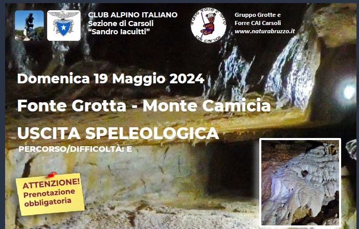 Fonte Grotta-Monte Camicia USCITA SPELEOLOGICA - Domenica 19 Maggio 2024