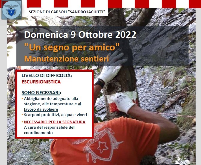 Manutenzione Sentieri - Domenica 9 Ottobre 2022