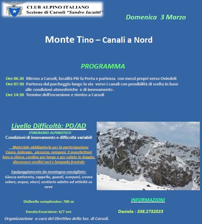 Monte Tino - Canali a Nord