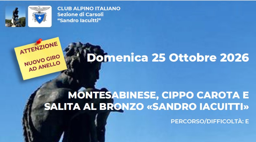 Montesabinese_Cippo Carota_Salita al Bronzo - Domenica 25 ottobre 2026