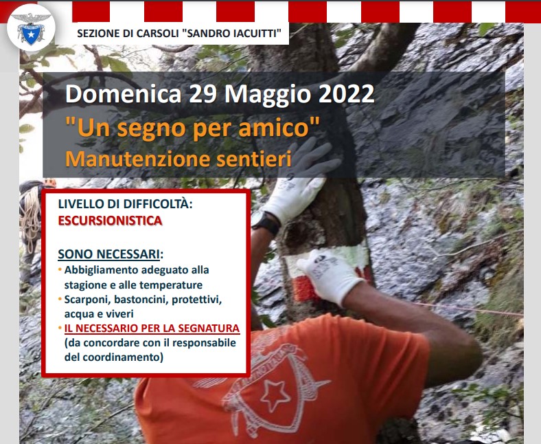 "Un segno per amico" Manutenzione sentieri - Domenica 29 Maggio 2022