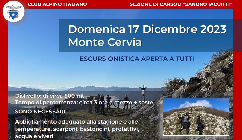 Mointe Cervia - Domenica 17 Dicembre 2023