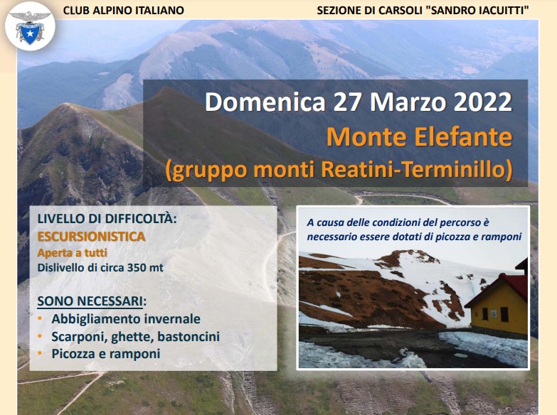 Monte Elefante - Domenica 27 Marzo 2022