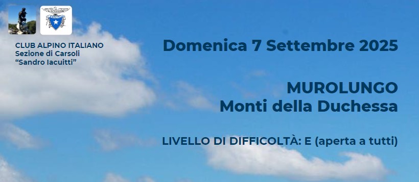 MUROLUNGO Monti della Duchessa - Domenica 7 Settembre 2025