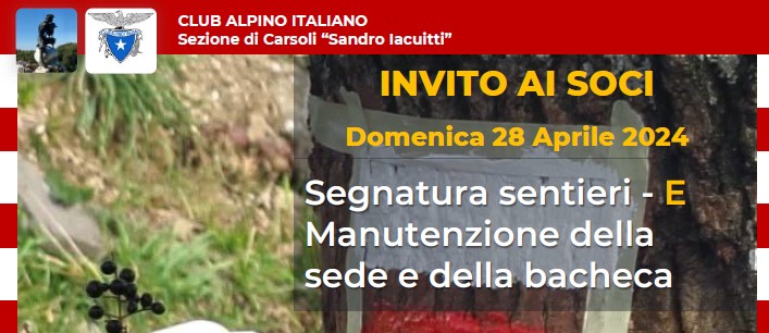 Segnatura Sentieri - Domenica 28 Aprile 2024